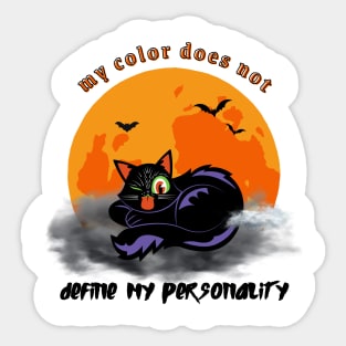 Black cat on a cloud, defying stereotypes Sticker